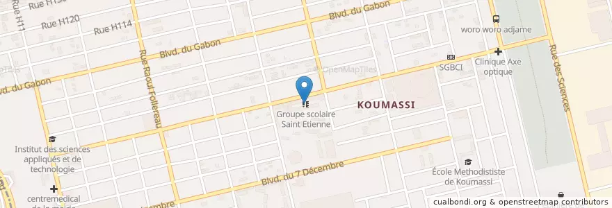 Mapa de ubicacion de Groupe scolaire Saint Etienne en Ivoorkust, Abidjan, Koumassi.