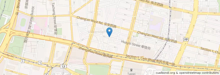 Mapa de ubicacion de 脆皮鮮奶甜甜圈 en تايوان, تايبيه الجديدة, تايبيه, 大同區.
