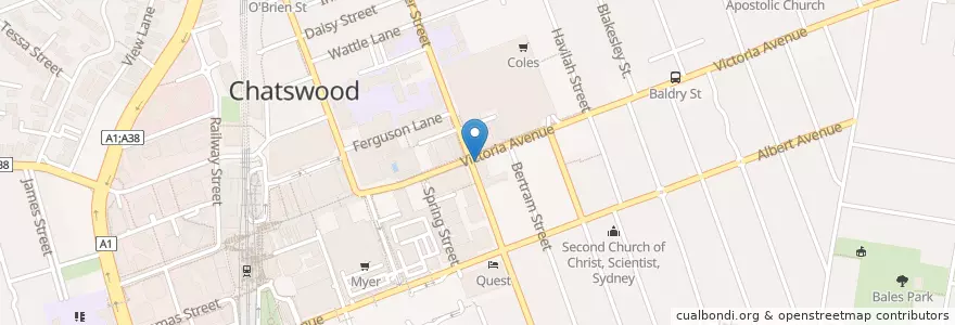 Mapa de ubicacion de Spago en Austrália, Nova Gales Do Sul, Willoughby City Council, Sydney.