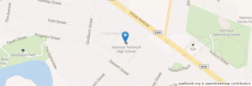 Mapa de ubicacion de Seymour Technical High School en Australia, Victoria, Shire Of Mitchell.