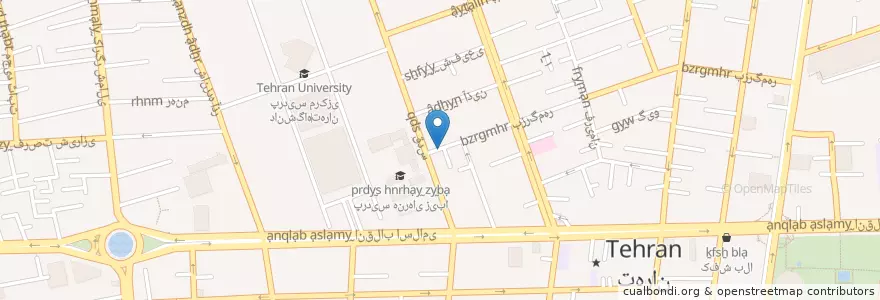 Mapa de ubicacion de کافه نفس en İran, Tahran Eyaleti, شهرستان تهران, Tahran, بخش مرکزی شهرستان تهران.