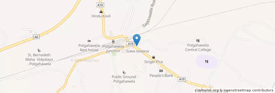 Mapa de ubicacion de Suwa sewana en Sri Lanka, වයඹ පළාත, කුරුණෑගල දිස්ත්‍රික්කය.