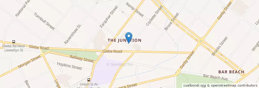Mapa de ubicacion de Junction Hotel en 澳大利亚, 新南威尔士州, Newcastle City Council, Newcastle-Maitland.