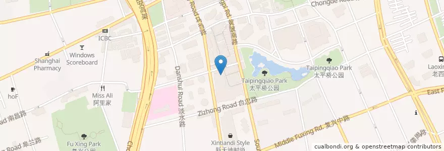 Mapa de ubicacion de Fusion en China, Shanghai, Huangpu.