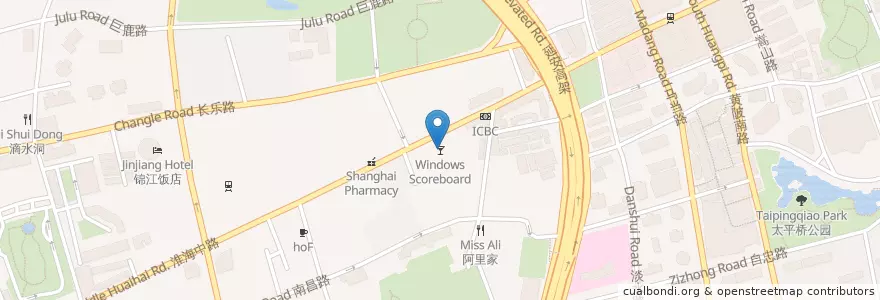Mapa de ubicacion de Windows Scoreboard en Çin, Şanghay, Huangpu.