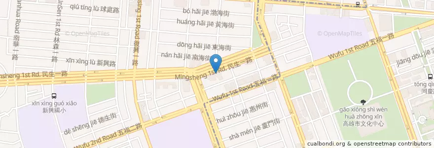 Mapa de ubicacion de 小陽台 en تایوان, کائوهسیونگ, 新興區, 苓雅區.