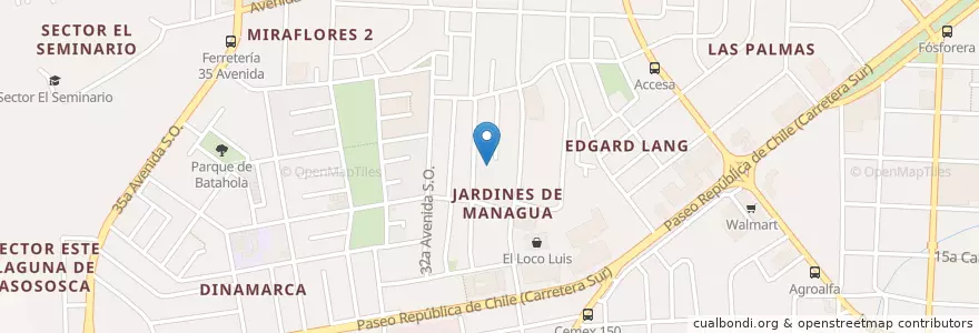 Mapa de ubicacion de Centro de Capacitación INSS "Héroes y Mártires de Batahola" en ニカラグア, マナグア県, Managua (Municipio).
