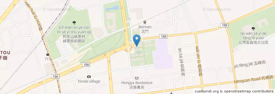 Mapa de ubicacion de Morikoohii 森 咖啡 en 台湾, 台湾省, 嘉義市, 嘉義県, 東区.