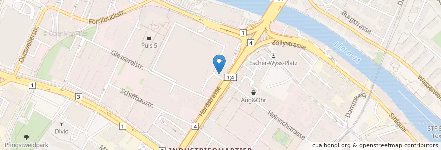 Mapa de ubicacion de escherwyss en Suisse, Zurich, District De Zurich, Zurich.