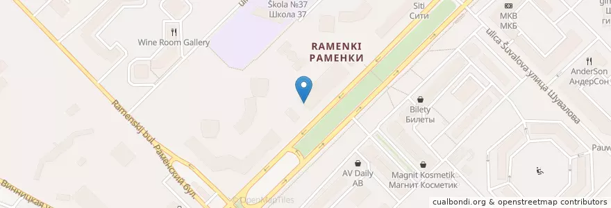 Mapa de ubicacion de Соседи en Russie, District Fédéral Central, Moscou, Западный Административный Округ, Район Раменки.