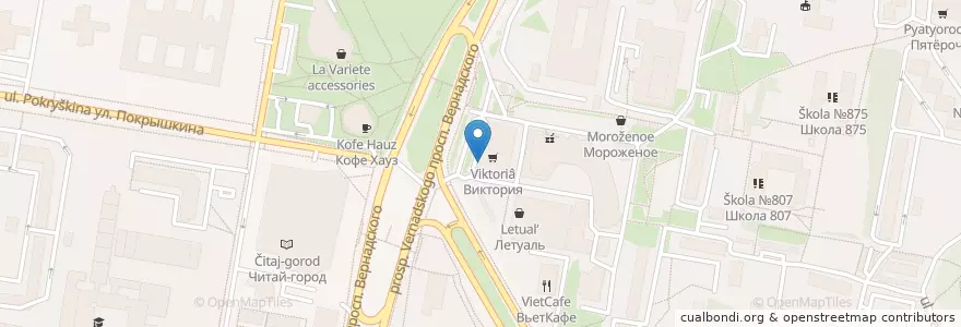 Mapa de ubicacion de ВТБ en Russie, District Fédéral Central, Moscou, Западный Административный Округ, Район Тропарёво-Никулино.