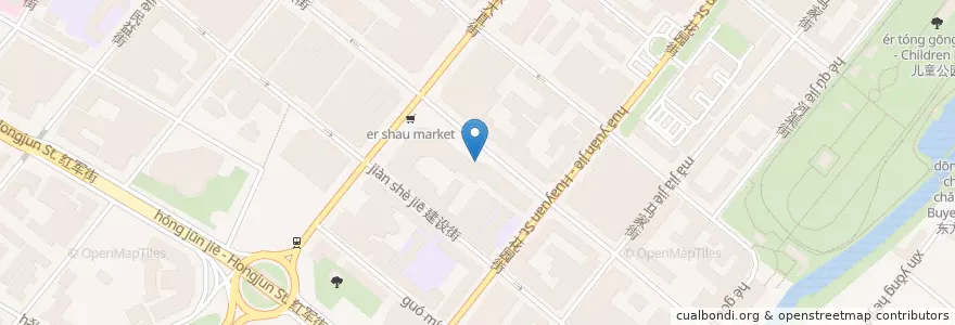 Mapa de ubicacion de 東方餃子王 en 中国, 黑龙江省, 南岗区, 荣市街道办事处.