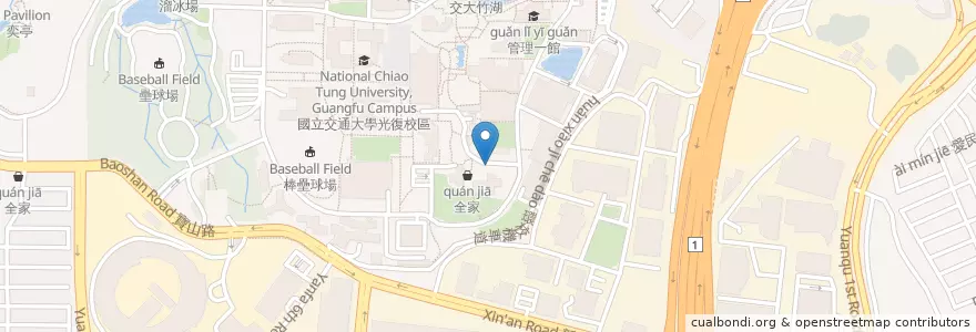 Mapa de ubicacion de 交通大學(逐風廣場) en 台湾, 台湾省, 新竹市, 東区.