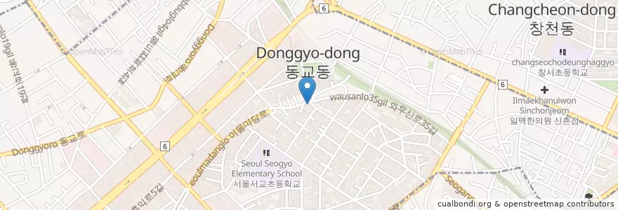 Mapa de ubicacion de 홍익숯불갈비생고기 en Corée Du Sud, Séoul, 마포구, 서교동.