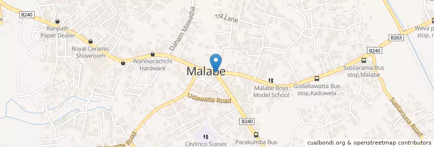 Mapa de ubicacion de Malabe Clock Tower en Шри-Ланка, Западная Провинция, Округ Коломбо.