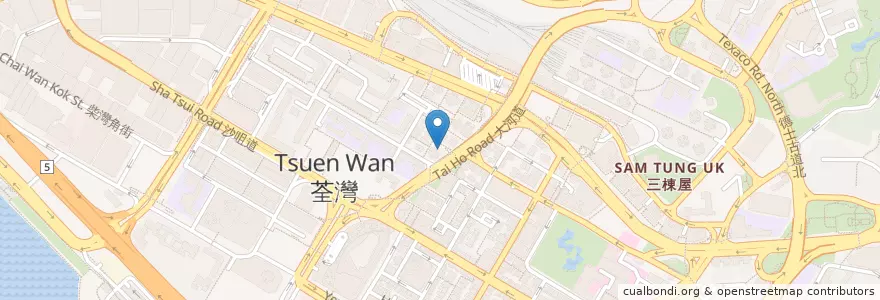 Mapa de ubicacion de 恒生銀行 Hang Seng Bank en چین, گوانگ‌دونگ, هنگ‌کنگ, 新界 New Territories, 荃灣區 Tsuen Wan District.