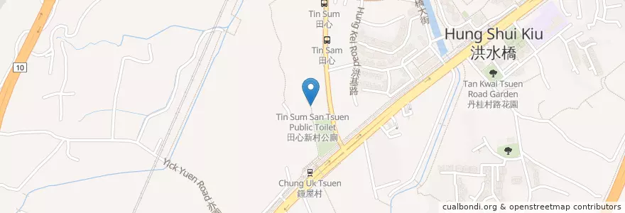 Mapa de ubicacion de 田心新村公廁 Tin Sum San Tsuen Public Toilet en 中国, 香港, 広東省, 新界, 屯門區 Tuen Mun District.