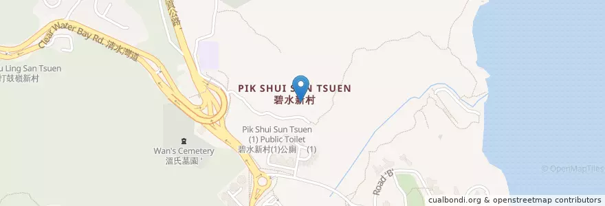 Mapa de ubicacion de Pik Shui San Tsuen (2) Aqua Privy en China, Guangdong, Hong Kong, New Territories, Sai Kung District.