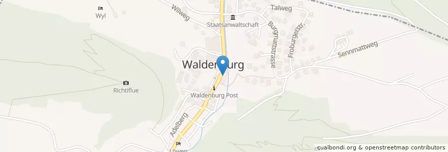 Mapa de ubicacion de Restaurant Post en スイス, Basel-Landschaft, Bezirk Waldenburg, Waldenburg.