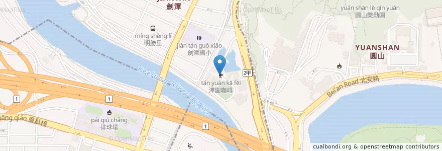 Mapa de ubicacion de 潭園咖啡 en Taiwan, Nuova Taipei, Taipei, 士林區.