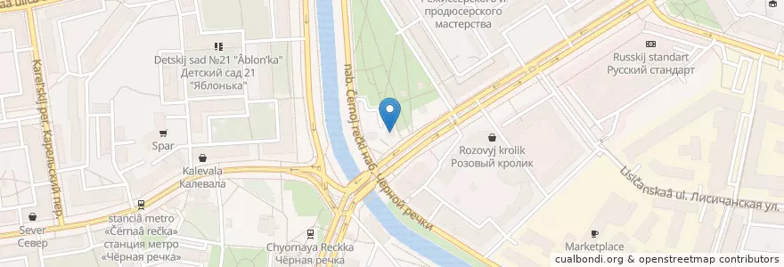 Mapa de ubicacion de Шаверма en Russia, Northwestern Federal District, Leningrad Oblast, Saint Petersburg, Приморский Район, Округ Чёрная Речка.
