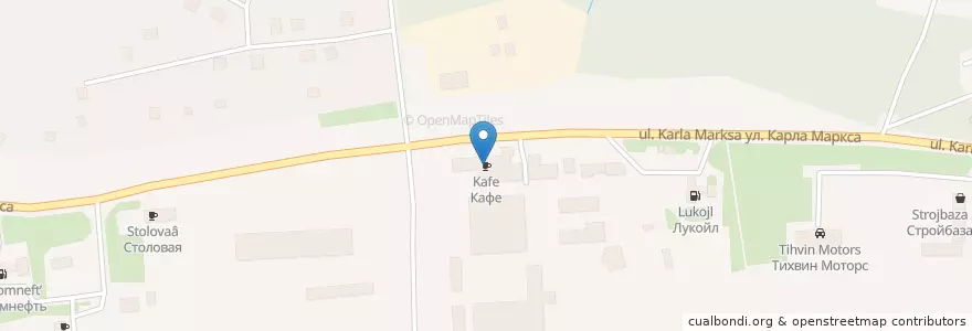 Mapa de ubicacion de Кафе en Russland, Föderationskreis Nordwest, Oblast Leningrad, Тихвинский Район, Тихвинское Городское Поселение.