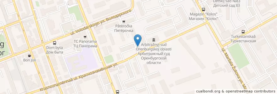 Mapa de ubicacion de Оренбургский гарнизонный военный суд en Russia, Volga Federal District, Orenburg Oblast, Городской Округ Оренбург.