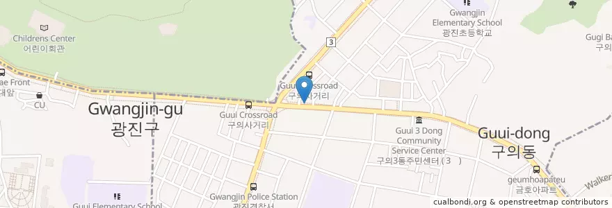 Mapa de ubicacion de 우리은행 en کره جنوبی, سئول, 광진구, 구의2동.