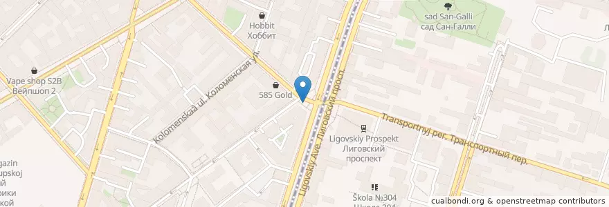 Mapa de ubicacion de Cosmos Coffee en Russia, Northwestern Federal District, Leningrad Oblast, Saint Petersburg, Центральный Район, Владимирский Округ.