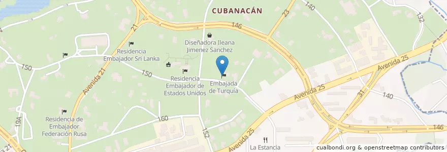Mapa de ubicacion de Residencia Embajador de Turquía en Kuba, Havanna, Playa.