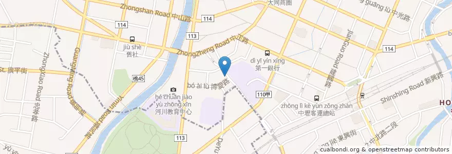 Mapa de ubicacion de 曾水煎包 en Taiwan, Taoyuan, Zhongli.
