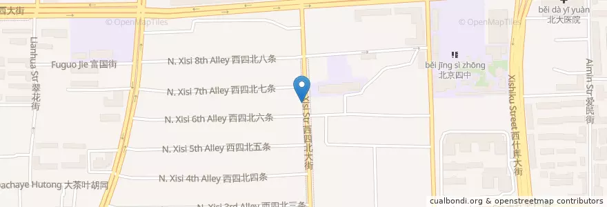 Mapa de ubicacion de 山陕面馆 en Chine, Pékin, Hebei, 西城区.