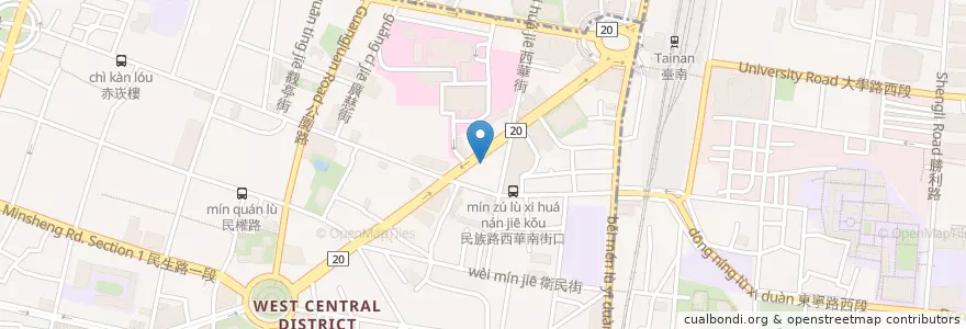 Mapa de ubicacion de 胡攪蝦餃 en 臺灣, 臺南市, 中西區.