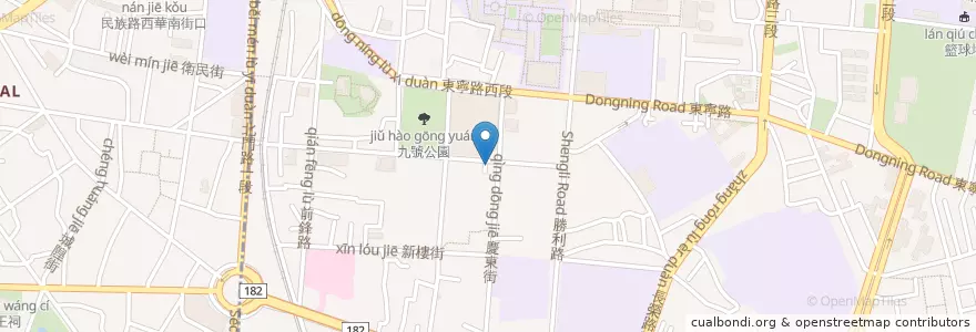 Mapa de ubicacion de 奇峰茗茶 en 臺灣, 臺南市, 東區.