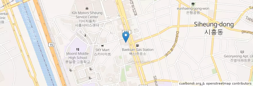 Mapa de ubicacion de 금천신협협동조합 시흥지점 en Zuid-Korea, Seoel, 금천구, 시흥1동.