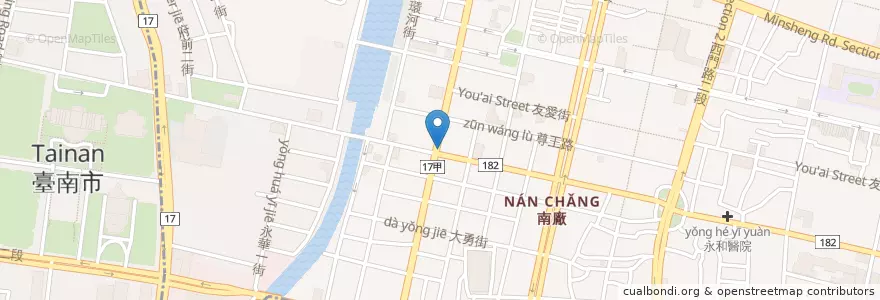 Mapa de ubicacion de 傳香飯糰 en 臺灣, 臺南市, 中西區.