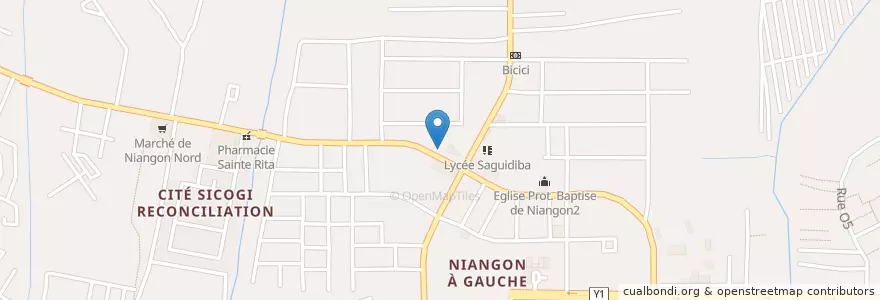 Mapa de ubicacion de Pharmacie Le̓a en Fildişi Sahili, Abican, Yopougon.