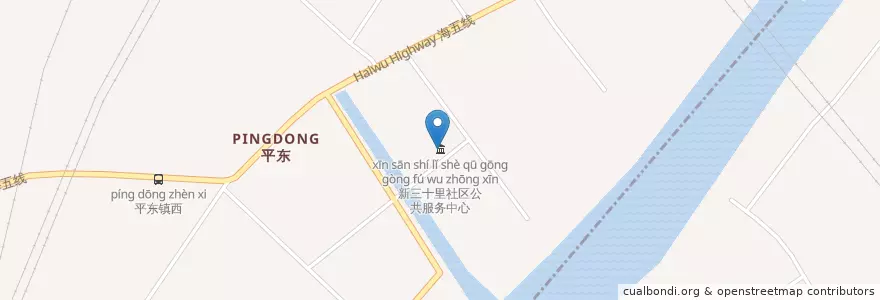 Mapa de ubicacion de 新三十里社区公共服务中心 en الصين, 南通市, 通州区, 平潮镇.