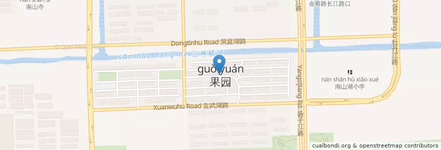 Mapa de ubicacion de 果园社区公共服务中心 en 中国, 南通市, 通州区, 金新街道.