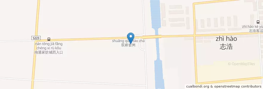 Mapa de ubicacion de 双桥村公共服务中心 en 중국, 南通市, 通州区, 川姜镇.