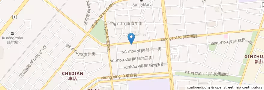 Mapa de ubicacion de 嘉義豆奶攤-興業店 en Taiwan, Taiwan Province, Chiayi, Chiayi County, West District.