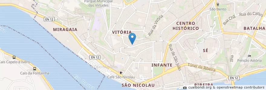 Mapa de ubicacion de Belos Aires en Portugal, Norte, Porto, Área Metropolitana Do Porto, Porto, Vila Nova De Gaia, Cedofeita, Santo Ildefonso, Sé, Miragaia, São Nicolau E Vitória.