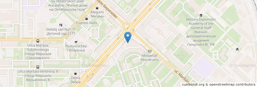 Mapa de ubicacion de Pizza Hut en Rússia, Distrito Federal Central, Москва, Северо-Западный Административный Округ, Район Щукино.