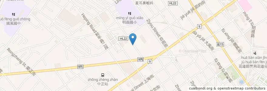 Mapa de ubicacion de 爱玉冰 en Taiwan, 臺灣省, 花蓮縣, 花蓮市.