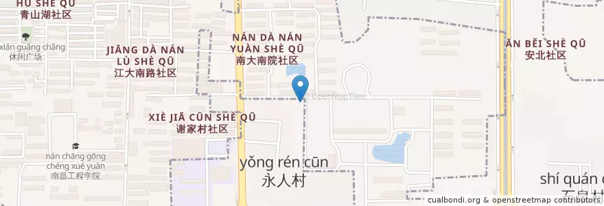 Mapa de ubicacion de 工大派出所 en China, Jiangxi, Nanchang, 青山湖区, 塘山镇.