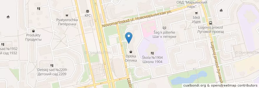 Mapa de ubicacion de Росбанк en Rusia, Центральный Федеральный Округ, Москва, Юго-Восточный Административный Округ, Район Марьино.