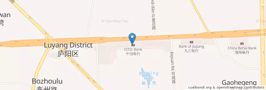 Mapa de ubicacion de 中信银行 en چین, آن‌هوئی, هفئی, 庐阳区 (Luyang), 合肥市区, 亳州路街道.