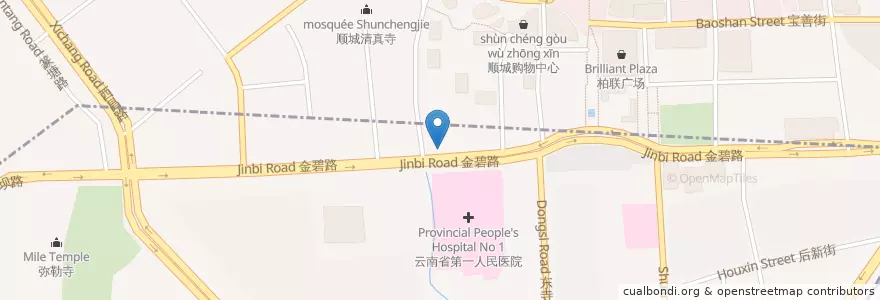 Mapa de ubicacion de CGB en China, Yunnan, Kunming, Xishan District, Jinbi Subdistrict, Daguan Subdistrict.