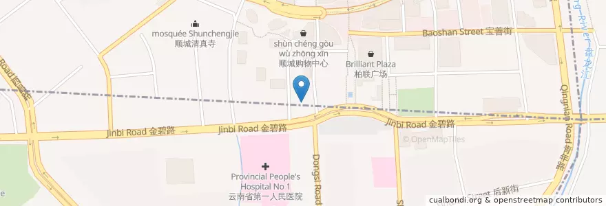 Mapa de ubicacion de 招商银行 en China, Yunnan, Kunming, 西山区, 金碧街道, 大观街道.