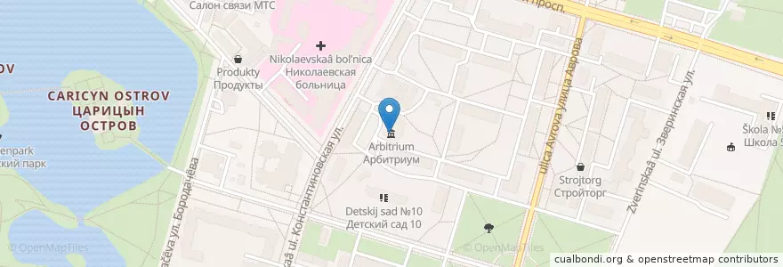 Mapa de ubicacion de Арбитриум en ロシア, 北西連邦管区, レニングラード州, サンクト ペテルブルク, Петродворцовый Район, Петергоф.